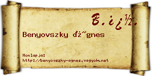 Benyovszky Ágnes névjegykártya